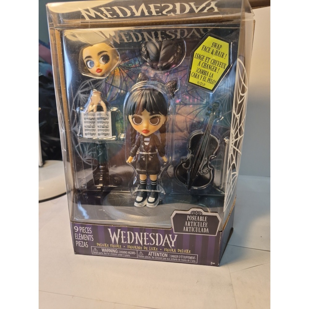 Wednesday Addams Family Deluxe 6 Poseable Figure Doll 9 Piece Swap Hair Face NEW